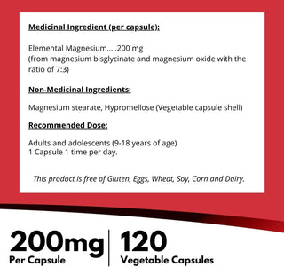 Nutridom Magnesium Bisglycinate 200mg (120 Capsules)