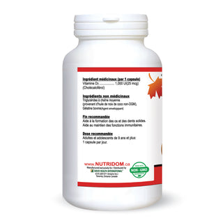 Nutridom Vitamin D3 1,000IU with MCT Oil (500 Softgels)