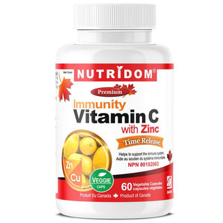 Nutridom Timed-Release Vitamin C with Zinc Bisglycinate and Copper (60 Capsules)