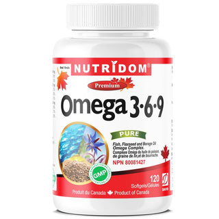 Nutridom Omega 3-6-9, 생선, 보라지 및 아마씨 오일 (120 소프트젤)