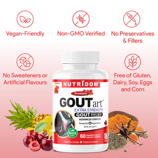 Nutridom GOUTart, Featuring Tart Cherry, Curcumin, Celery Seed, Devil's Claw, Vitamin C and Bromelain (60 Veggie Capules)