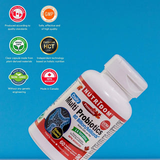 Nutridom Multi Probiotics | 80 Billion CFU | 14 Strains | 60 Veggie Capsules | Made in Canada - 3 Pack
