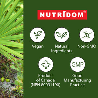 Nutridom Pure Saw Palmetto 500mg | Supports Prostate & Hair Wellness | 120 Vcaps
