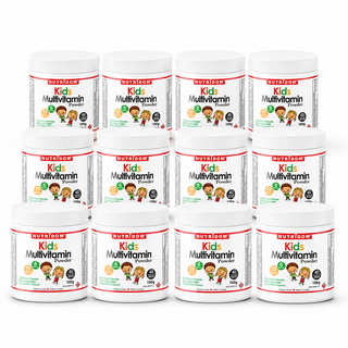 Nutridom Kids 멀티비타민 파우더 | 100g | 무설탕 | 비건, 비타민 A, B 복합체, C, D3, 마그네슘, 칼슘, 비오틴 등 함유