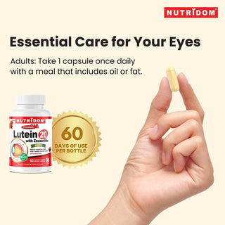 Nutridom Lutein 20 mg with Zeaxanthin | Eye Health Formula | 60 Vcaps