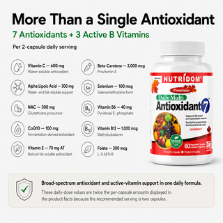 Nutridom 抗氧化剂-7（60 粒胶囊）加拿大制造，高品质，中和自由基，支持心脏健康，增强免疫系统，促进皮肤健康，增强大脑健康