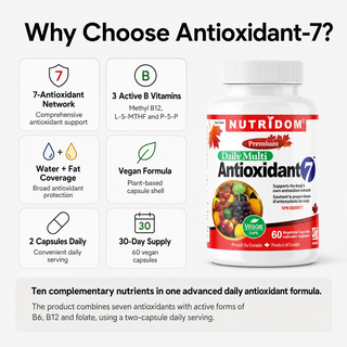 Nutridom 抗氧化剂-7（60 粒胶囊）加拿大制造，高品质，中和自由基，支持心脏健康，增强免疫系统，促进皮肤健康，增强大脑健康
