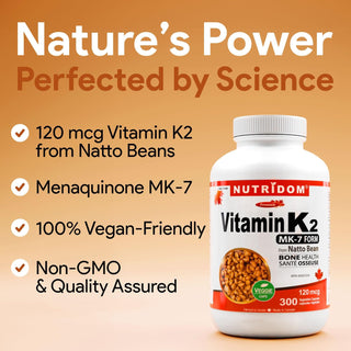 Nutridom Vitamin K2 120mcg | MK-7 | Natto Derived K2 | 300 Vcaps