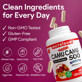 Nutridom Camu Camu 500 mg | Vitamin C | Antioxidant Support | 120 Vcaps