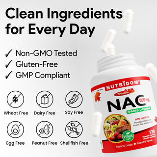 Nutridom NAC 600mg | Antioxidant & Detox Support | 120 Vcaps
