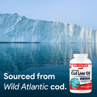 Nutridom Atlantic Cod Liver Oil | Natural Source of Vitamins A & D | 240 Softgels