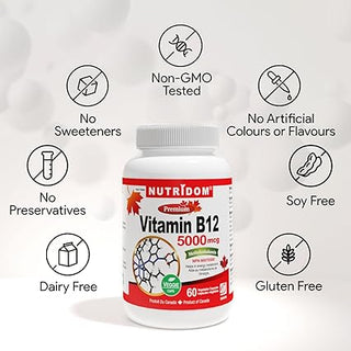 Nutridom Vitamin B12 5,000mcg | High Strength Methylcobalamin | 60 Vcaps