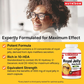 Nutridom Royal Jelly 1,000 mg | Energy and Vitality | 300 Softgels | Made In Canada