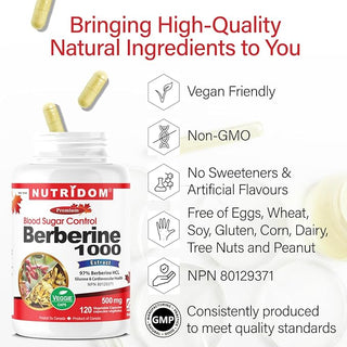 Nutridom Berberine HCL 500mg,120 Veggie Capsules