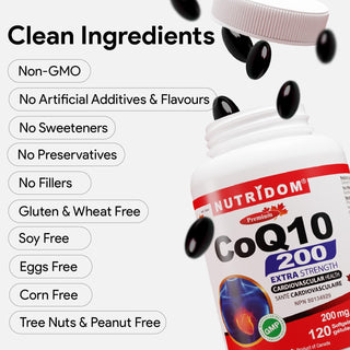 Nutridom CoQ10 200mg | High Potency | Heart & Energy Support | 120 Softgels