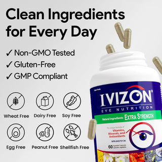 IVIZON 엑스트라 스트렝스 | 아이 포뮬러 | 60캡슐 | 비건 | 캐나다산 - 3개입