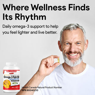 Nutridom Omega-3 Fish Oil 1000mg – 300 Softgels | High-Potency EPA 180mg & DHA 120mg