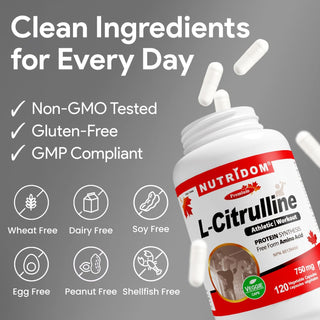 Nutridom L-Citrulline 750mg | Protein & Circulation Support | 120 Vcaps