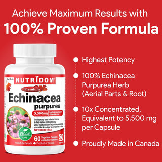 Nutridom Echinacea Purpurea | 5,500mg Per Day | 10x Extra Strength | 60 Capsules