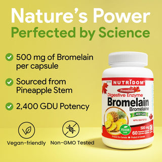Bromelain 500mg | Digestive Enzyme | 2400 GDU | Pineapple Stem | 60 Vegan Capsules