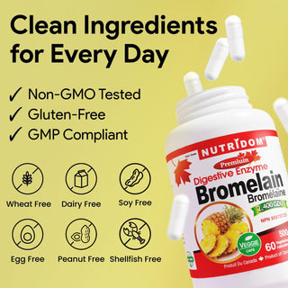 Bromelain 500mg | Digestive Enzyme | 2400 GDU | Pineapple Stem | 60 Vegan Capsules