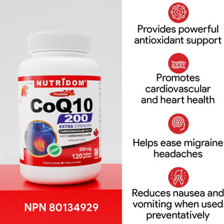 Nutridom CoQ10 200mg | High Potency | Heart & Energy Support | 120 Softgels