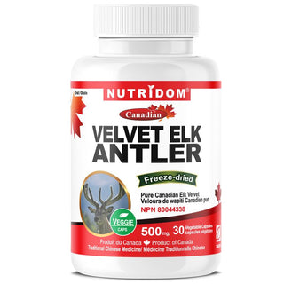 Nutridom Canadian Velvet Elk Antler 500mg, Freeze-Dried (30 Capsules)