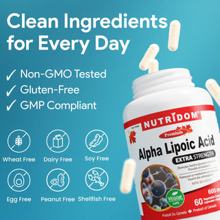 ALA 600 mg DL-Alpha Lipoic Acid Formula with 60 Vcaps