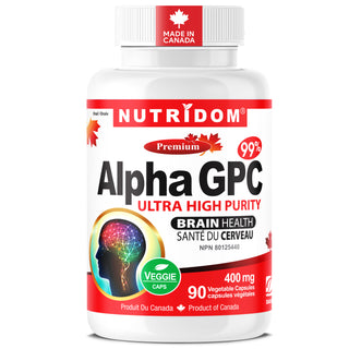 뉴트리돔 알파 GPC 400mg | 99% 순도 콜린 | 비건 | 90캡슐