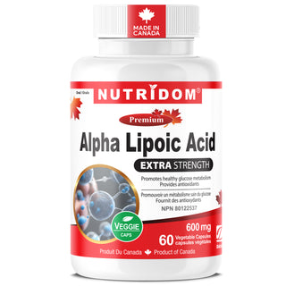 NUTRIDOM Alpha Lipoic Acid supplement bottle on a white background