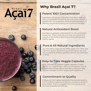 Acai Berry 200 mg 100:1 extract bottle 200 capsules