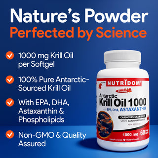 Antarctic krill oil 1000 mg omega 3 supplement softgels