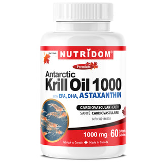 Antarctic krill oil 1000 mg phospholipid omega 3 with astaxanthin 60 softgels
