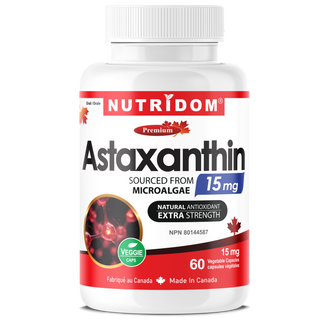 Astaxanthin 15mg | Haematococcus pluvialis | Natural Antioxidant | 60 Vegan Capsules