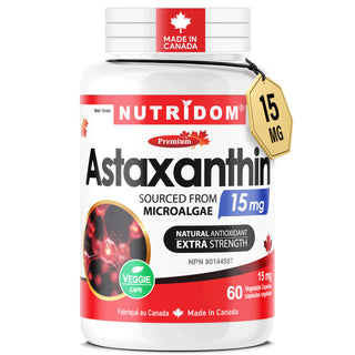Astaxanthin 15mg | Haematococcus pluvialis | Natural Antioxidant | 60 Vegan Capsules