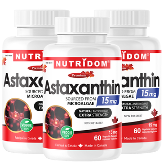 Astaxanthin 15mg | Haematococcus pluvialis | Antioxidant | 3-Pack