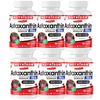 Astaxanthin 15mg | Haematococcus pluvialis | Antioxidant | 6 Pack