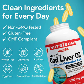 Atlantic cod liver oil daily wellness supplement