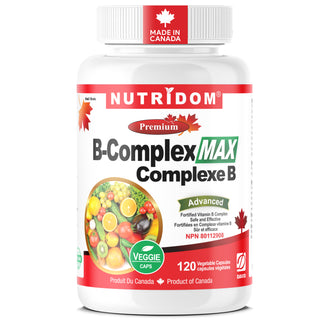 Nutridom B-Complex Max supplement bottle on a white background