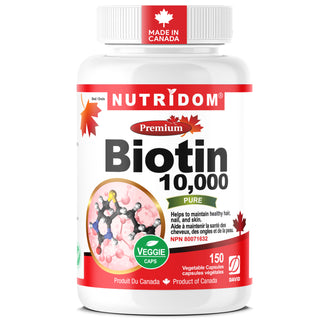 Nutridom Biotin 10,000mcg | High Potency Vitamin B7 | Hair, Skin & Nail Support | 150 Vcaps