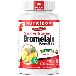 Nutridom Bromelain supplement bottle on a white background