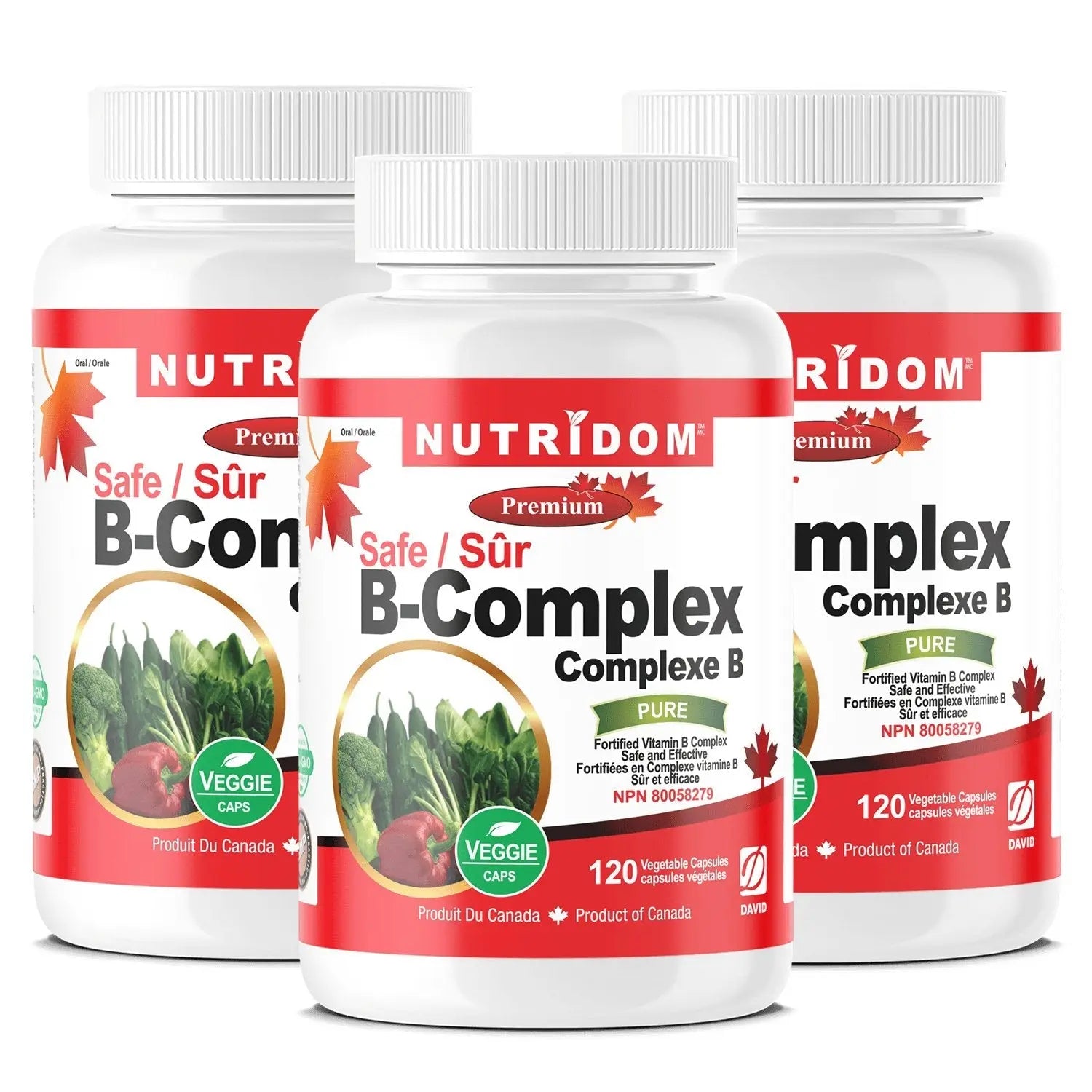 B Complex Safe | Complete B Vitamin Formula | 120 Vcaps | 3-Pack – Nutridom