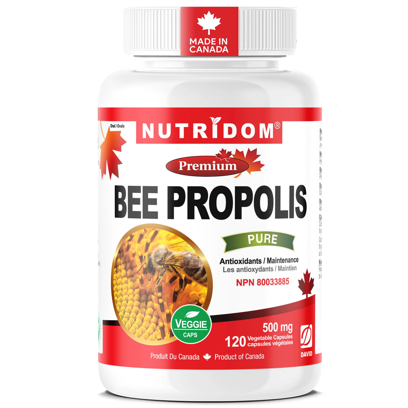 Bee Propolis 500mg | Canadian Apis mellifera | Antioxidant | 120 Vcaps ...