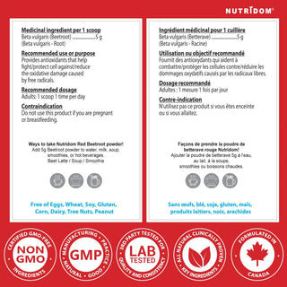 Beet root powder supplement facts label 5000 mg per scoop