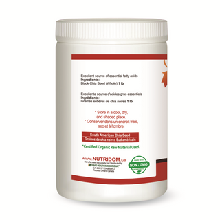 Nutridom Certified Organic Raw Black Chia Seeds 1lb | Vegan, Gluten-Free, Keto & Paleo Friendly