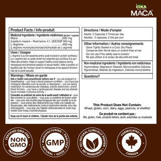 Black Maca 500 mg herbal supplement with L-Arginine