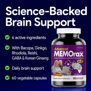 Brain Support Supplement with Bacopa, Ginkgo, Rhodiola and Korean Ginseng
