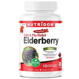 Nutridom黑接骨木莓650mg（120粒胶囊），加拿大制造，高品质，增强免疫系统，减少感冒和流感症状，富含抗氧化剂，支持心脏健康，促进皮肤健康。