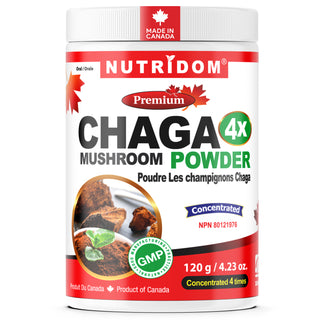 NUTRIDOM Chaga Mushroom Powder container on a white background