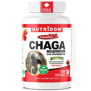 Nutridom Canadian Chaga Mushroom 360mg | Wild Harvested | 120 Vcaps